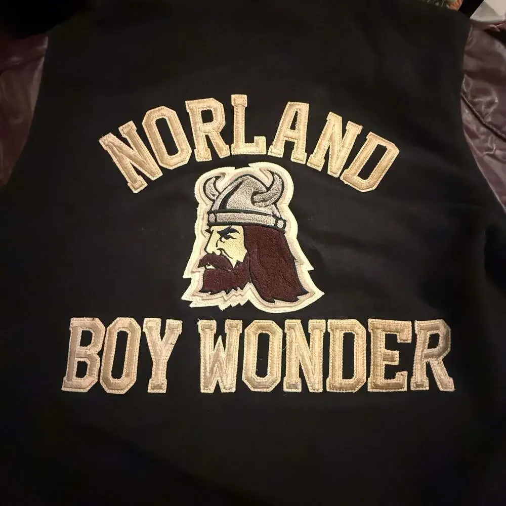 Vintage NEFF Wool and Leather Varsity Letterman Jacket Norland Vikings 2008